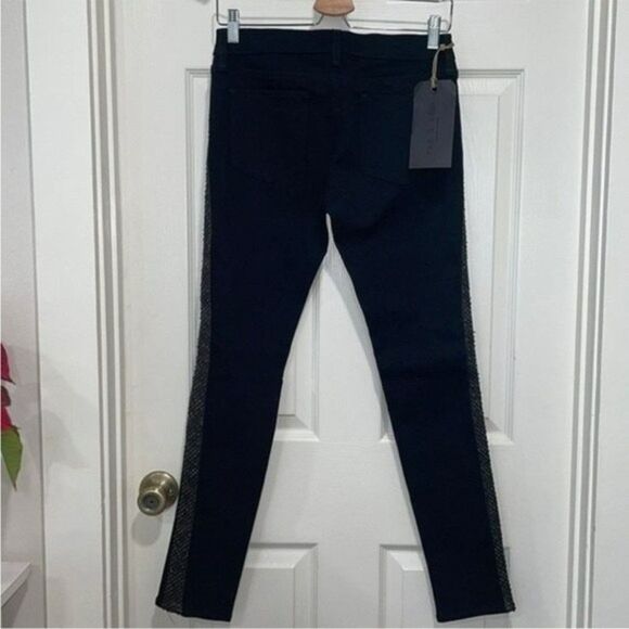 Rag & Bone Lamb Leather Coal Skinny Tuxedo Embellished Jeans Womens Size 27 - Picture 2 of 10
